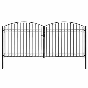vidaXL puerta de valla assen de doble puerta con arco superior de acero,