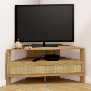 Mueble tv de esquina hanae - efecto natural - 100 cm