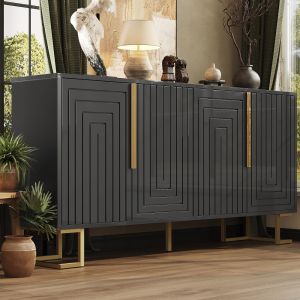 Aparador negro 2 puertas para salón comedor 75x152x40 cm