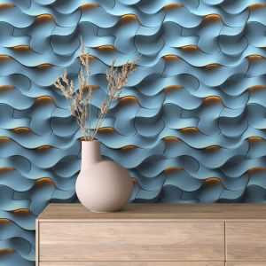 Papel pintado 3d olas azul 60cm por 250cm