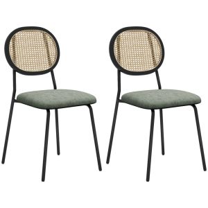 Sillas de comedor 44x54x87 cm poliéster, acero color verde Homcom