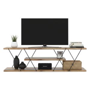 Mueble para tv desdemona, 2 compartimentos, madera marrón