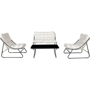 Conjunto de jardín de metal con cojines <<aria>> - 4 plazas - beige