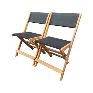 Silla plegable de madera exótica "seoul" - arce - negro - lote de 2