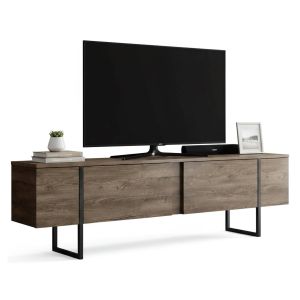 Mueble para tv abishia, 2 puertas, madera noble nogal marrón
