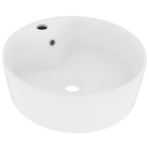 vidaXL lavabo lujo con rebosadero cerámica blanco mate 36x13 cm
