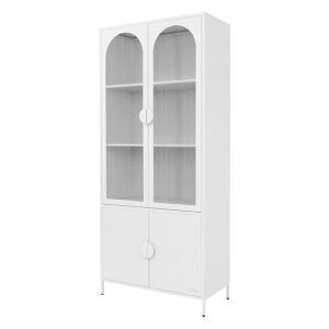 Vitrina de 4 puertas blanco 185 cm de metal con 4 compartimentos