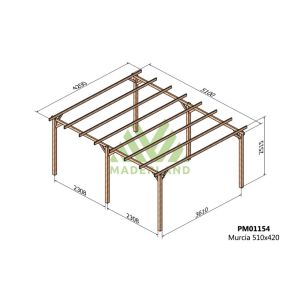 Pérgola de madera maciza - murcia 510x420cm (maderland)