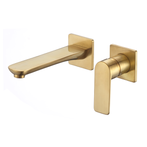 Valaz grifo empotrado de lavabo cuadrada dorado cepillado caño de 21cm