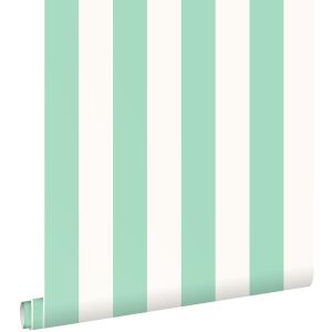 Estahome papel pintado rayas menta verde y blanco 53 cm x 10.05 m