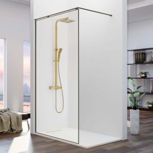 Mampara fija ducha 100  cm 1 hoja fresh arena gun metal barra en l