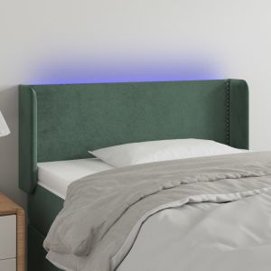 Cabecero con LED de terciopelo verde oscuro 83x16x78/88 cm eso7278