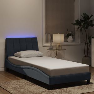 Cama 90x200 cm,cama con luces LED terciopelo gris oscuro rhu5181