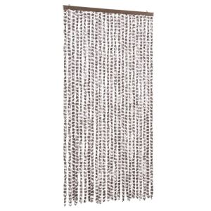 vidaXL cortina antimoscas chenilla gris taupe y blanco 100x230 cm