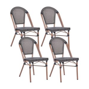 Conjunto de 4 sillas de jardín rifreddo ratán sintético gris