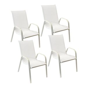 Pack de 4 sillas marbella en textileno blanco aluminio blanco