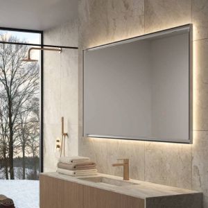 Espejo de baño LED rectangular california 80x100 cm oro cepillado antivaho