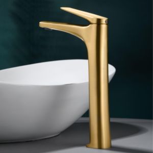 Imex - grifo monomando lavabo caño alto oro serie delos