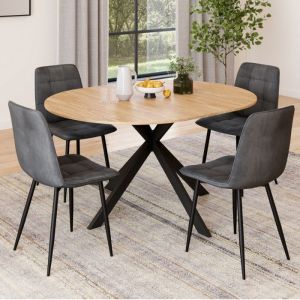 Mesa comedor redonda extensible - 4 sillas - 110-150 cm