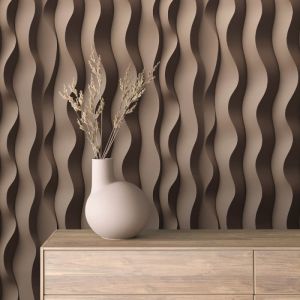 Papel pintado 3d ondas marrón 60cm por 300cm