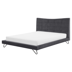Cama terciopelo lannion 160 x 200 cm gris oscuro