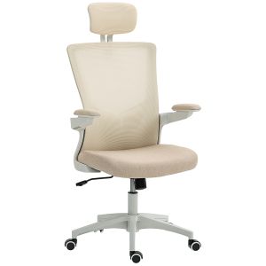 Silla de oficina poliéster beige 63x60x120 cm