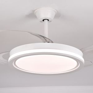 Ventilador de techo con luz minerva blanco, 4 aspas retráctiles