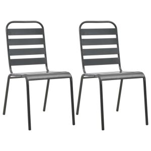vidaXL sillas de jardín apilables 2 unidades acero gris