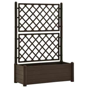 vidaXL jardinera con enrejado pp moca 100x43x142 cm