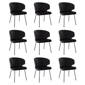 Silla de comedor de terciopelo amara - lote de 9 negro