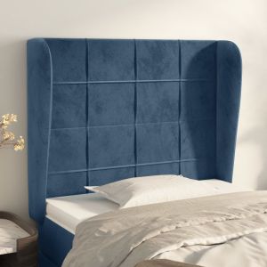 Cabecero con orejas de terciopelo azul oscuro 83x23x118/128 cm eso3103