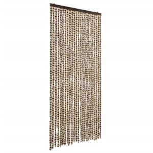 vidaXL cortina antimoscas chenilla beige y marrón 100x230 cm