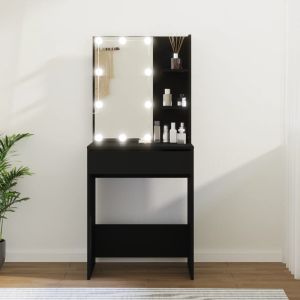 Tocador con luces LED negro 60x40x140 cm es3547