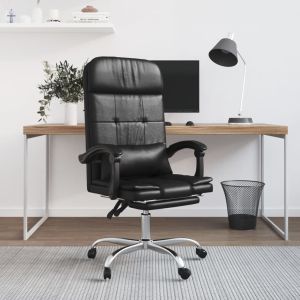 Silla de oficina reclinable masaje cuero sintético negro oif374825
