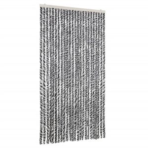 vidaXL cortina antimoscas chenilla gris negro y blanco 100x200 cm