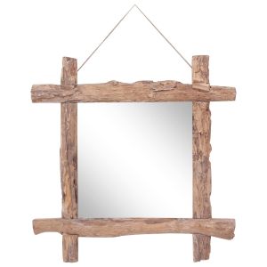 vidaXL espejo de troncos de madera reciclada de teca natural 70x70 cm
