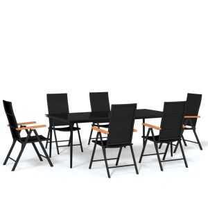 vidaXL juego de comedor para jardín 7 piezas negro
