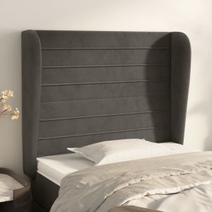 Cabecero con orejas de terciopelo gris oscuro 103x23x118/128 cm eso5326