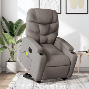 Sillón de masaje eléctrico reclinable elevable tela taupé qweo3940