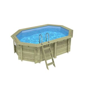 Piscina de madera nemo 4.3x3 - h.1.18, azul, con vigas l - bas7302ospl