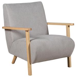 Sillon tela beige brazosy patas madera