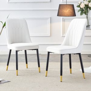Conjunto de sillas de comedor pu blanco set de 2 con patas negras