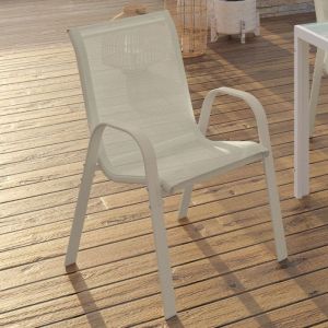 Sillas de jardín apilables - lote de 6 - beige