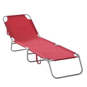Tumbona plegable 187x55x24 cm metal, tela oxford color rojo Outsunny