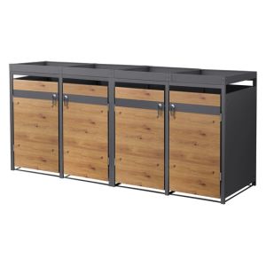 Cobertizo exterior para 4 cubos 240l antracita con tapa y 2 puertas