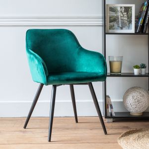 Silla vintage terciopelo verde gisele