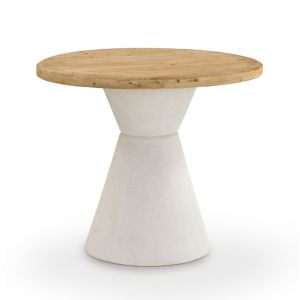 Mesa redonda abeto con base poliresina blanca, 90x90x76cm