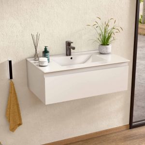 Mueble baño suspendido 80 cm blanco, encimera bellobath