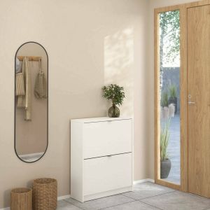 Zapatero larry, 4 compartimentos, madera blanca 70x24x85h cm