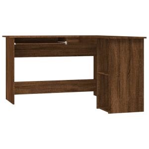 vidaXL escritorio de esquina madera contrachapada marrón 120x140x75 cm